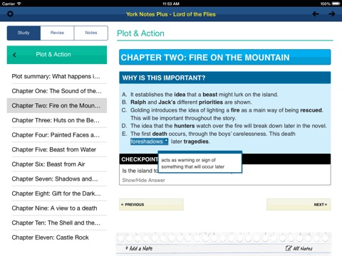 Lord of the Flies York Notes GCSE for iPad screenshot 2