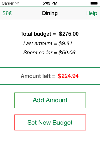 Dining Budget Tracker screenshot 2