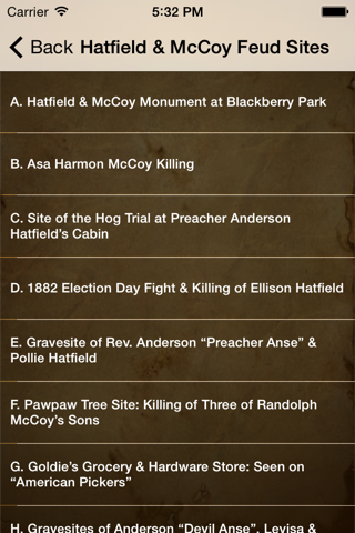 Hatfield & McCoy Feud Tour App screenshot 2
