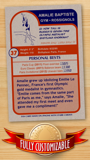 Women's Gymnastics Card Maker - Make Your Own Custom Gymnast(圖2)-速報App