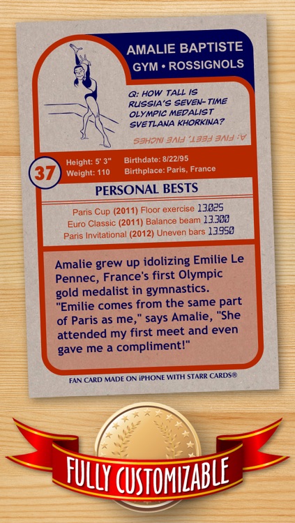 Women's Gymnastics Card Maker - Make Your Own Custom Gymnastics Cards with Starr Cards