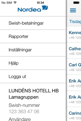 Nordea Swish Företag screenshot 2