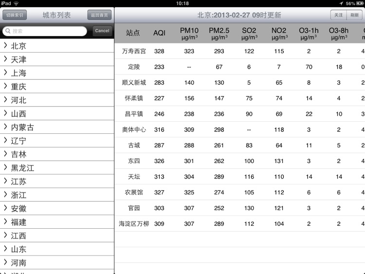 全国空气质量(iPad版本)