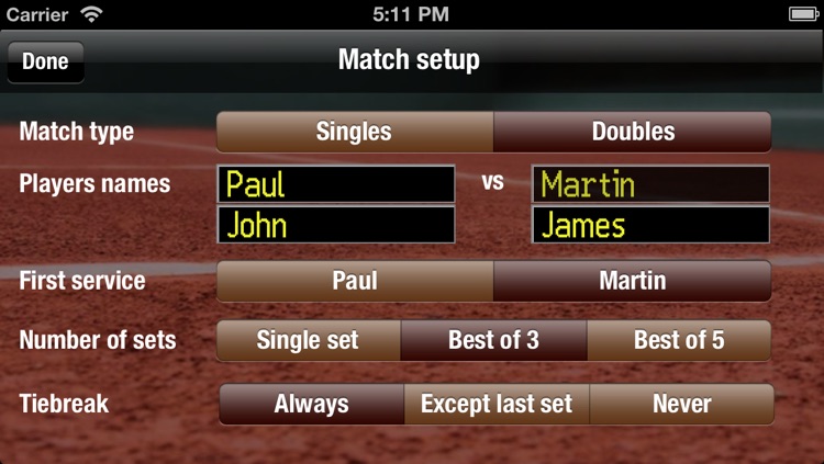 Tennis Scoreboard app