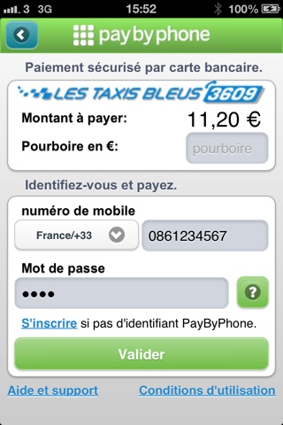 PayByPhone Taxis Bleus screenshot 2