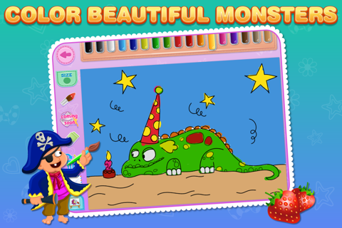 Coloring Bundle for Kids Free : Educational learning app with beautiful pages of Monsters, Pirates, Birthday and Fruits screenshot 3