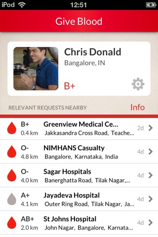 GiveBloodApp screenshot 2