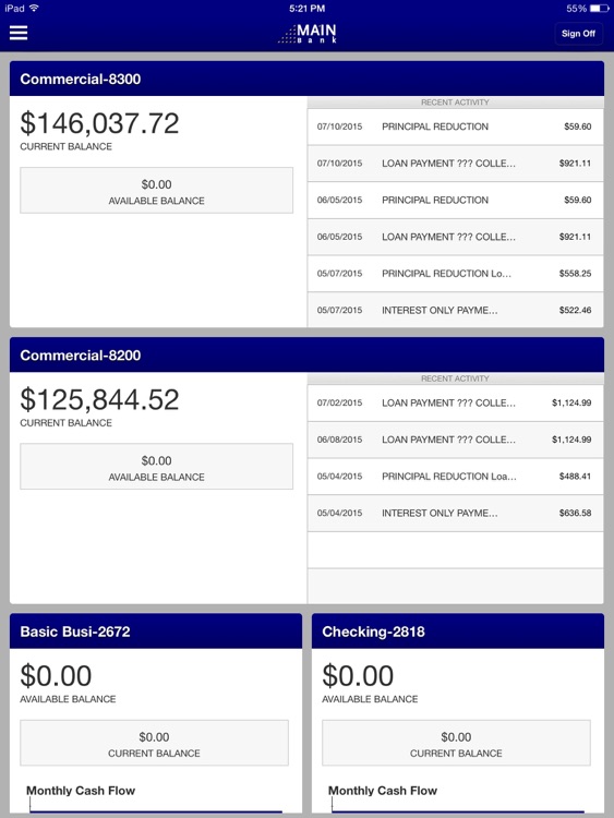 Main Bank Mobile for iPad