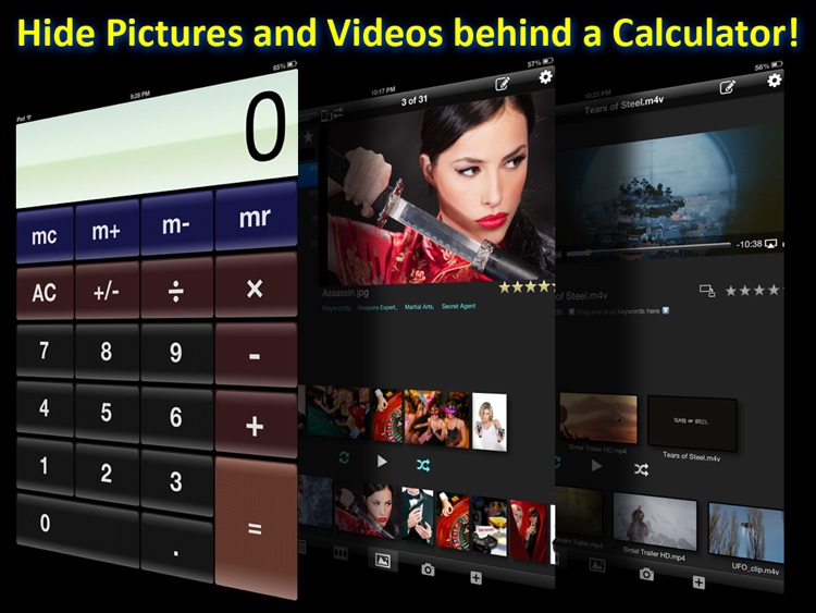 Spy Calc for iPad - Hide pictures, photos, videos, movies
