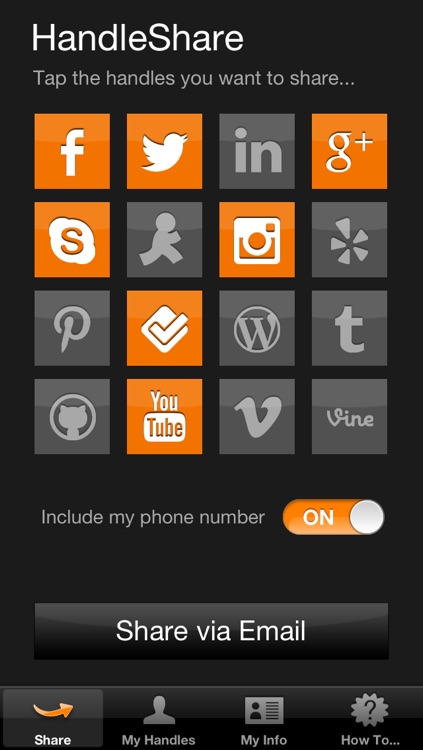 HandleShare: The easy way to share your social network handles and names