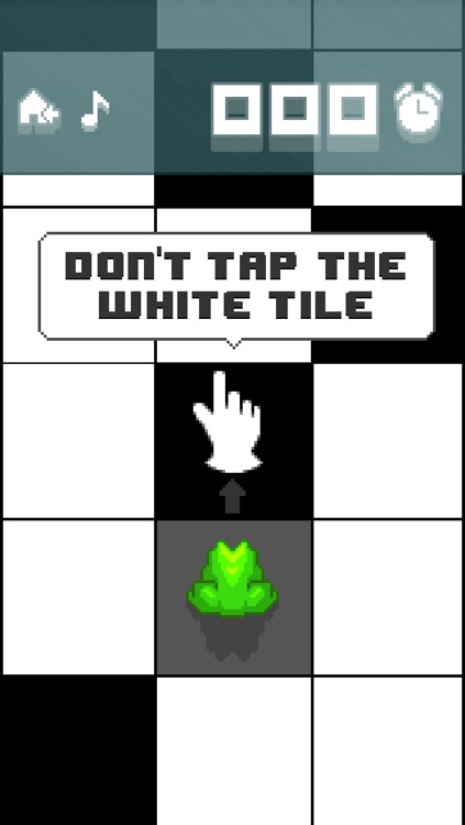Don't step the white tile with Tiny Frog