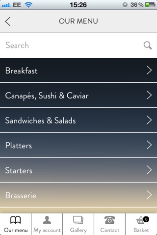 Bon Soirée menu app screenshot 2