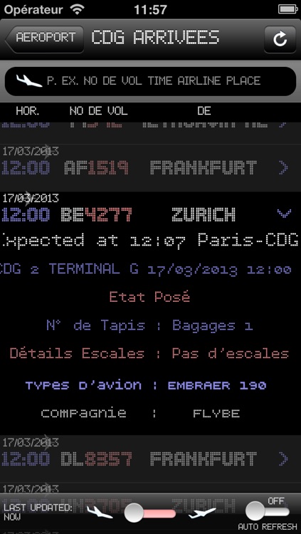 Paris-Orly Airport - iPlane2 Flight Information
