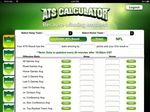 ATS Calculator -  Sports Predictions Software 2014 screenshot 3