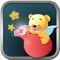 Angel bear is traveling in the starred sky with his wings