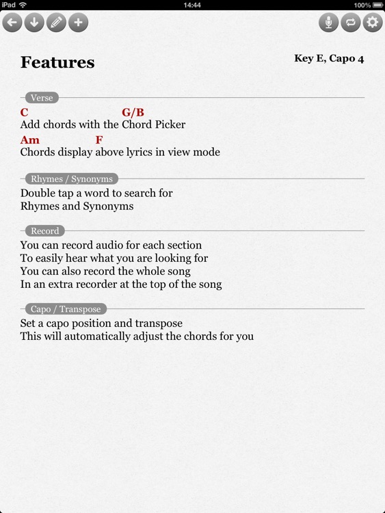 SongWriter HD - Write lyrics and record melody ideas on the go