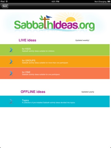 Sabbath Ideas for iPad screenshot 2