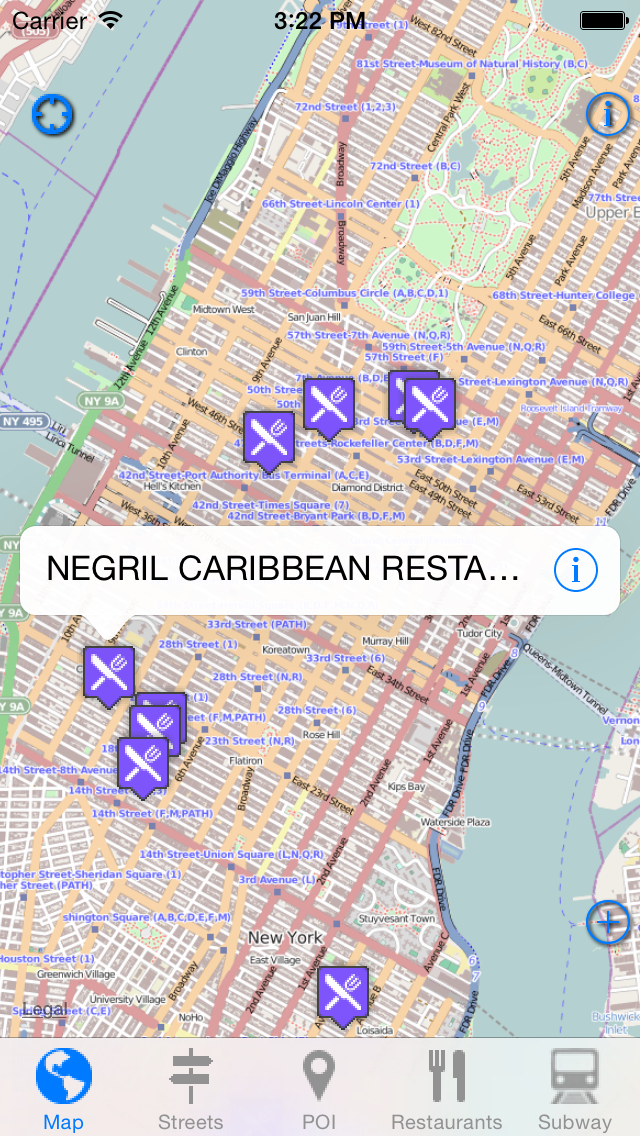 New York Offline Map - Address, Subway & Restaurant Finder Screenshot 2