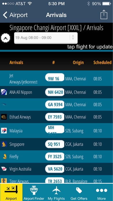 Singapore Changi Airport -Flight Tracker Screenshot 2