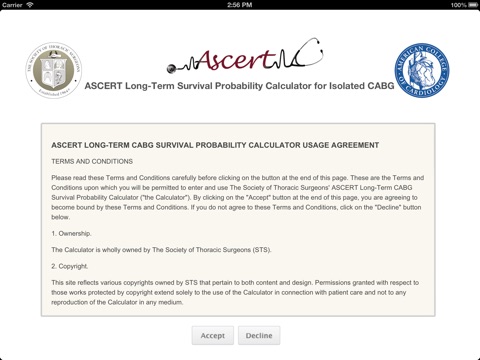 ASCERT Long-Term Survival Probability Calculator for Isolated CABG screenshot 2