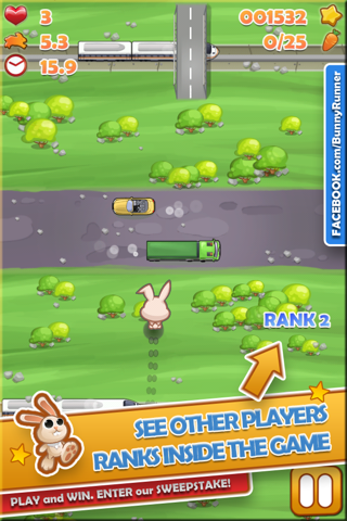 Bunny Run - Cross the street avoiding cars & tracks! screenshot 2
