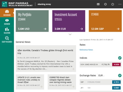 BNP Paribas Wealth Management Jersey eBanking screenshot 2