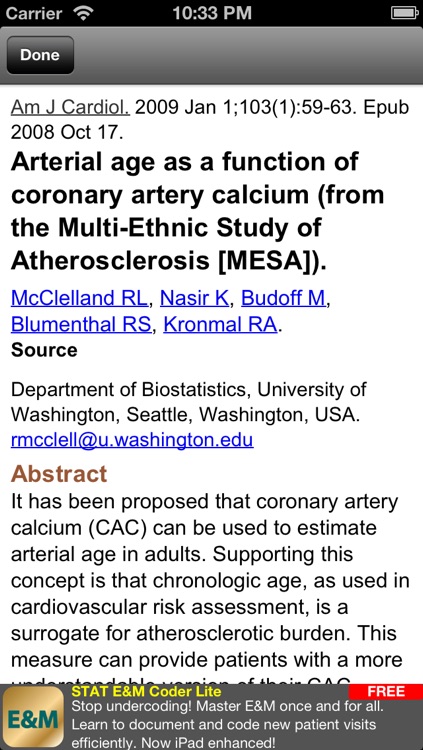 Coronary Calcium Arterial Age Calculator