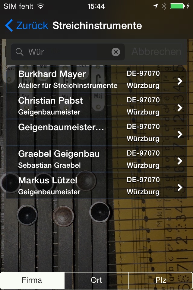 Guarneri - Verzeichnis der Musikinstrumentenbauer/-geschäfte in DE, AT & CH screenshot 3