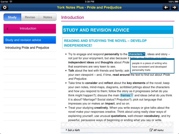 Pride and Prejudice York Notes GCSE for iPad