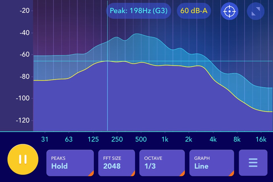 Octave Band Real Time Frequency Analyzer and Sound Level Meter screenshot 2