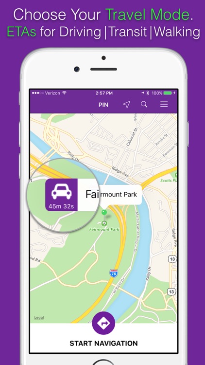PIN - GPS Navigation with Realtime Traffic, Public Transit Directions, and Transportation Route