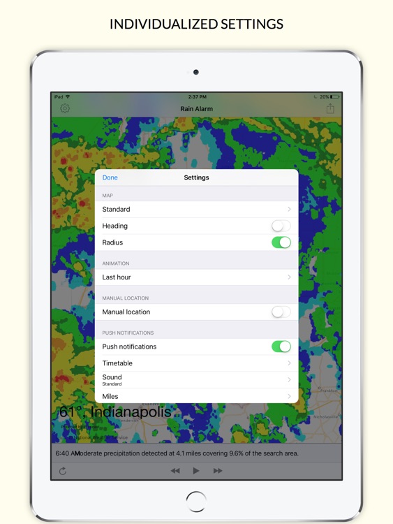 Rain Alarm XL - Rain Alerts and Live Doppler Radar Images screenshot-3