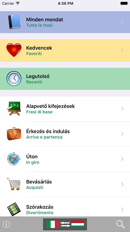 Magyar / Olasz kifejezéstár - Italian / Hungarian phrasebook - Multiphrasebook screenshot-0