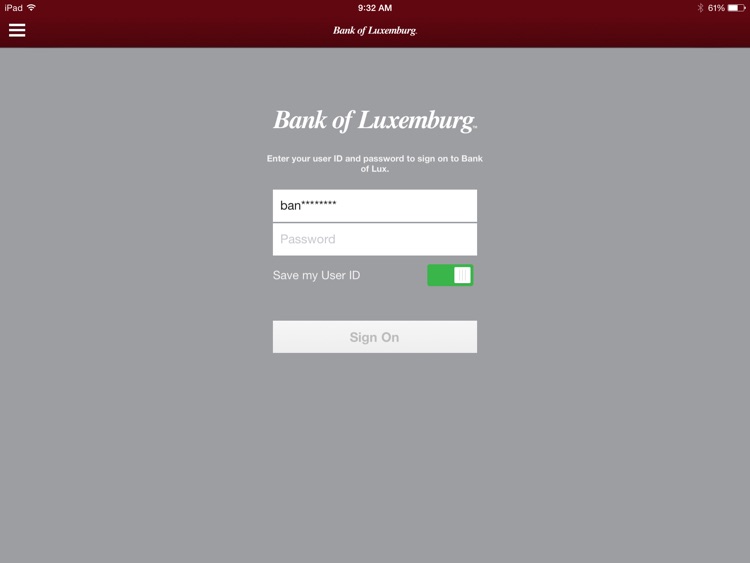 Bank of Luxemburg for iPad