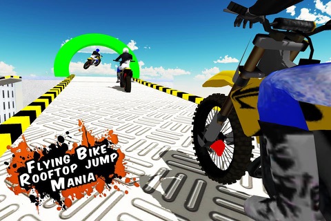 Flying Bike Rooftop Jump Mania - Real Stunt Racing Bike Crash Game screenshot 2