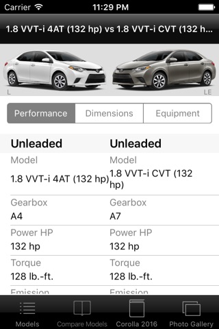 Specs for Toyota Corolla 2016 edition - US version screenshot 3