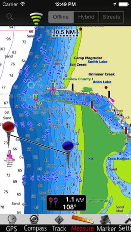 Washington nautical chart GPS: marine & lake gps waypoint, route and track for boating cruising fishing yachting sailing diving screenshot-3