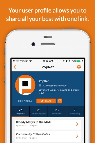 PopRaz - Discover, Organize and Share your favorite locations, businesses & service professionals. screenshot 4