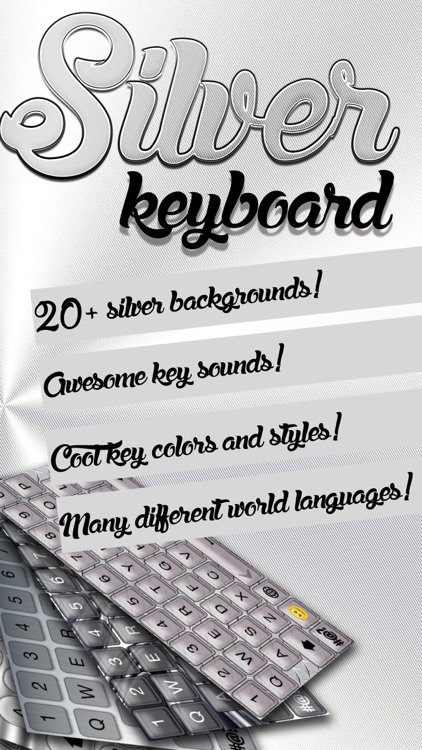 Silver Keyboard Themes Free – Luxury Keyboards with Fancy New Emoji.s, Fonts and Backgrounds