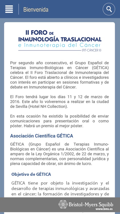 II Foro Traslacional de Inmunoterapia del Cáncer 2016 de GÉTICA (FIT Cáncer 2)