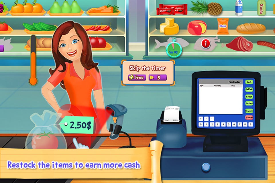 Supermarket Cash Register Sim- Kids Educational Shopping Mall & Time Management Fun Games screenshot 3