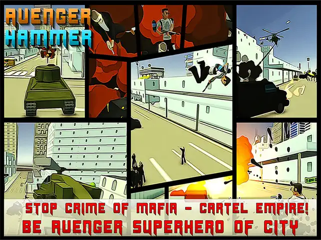 Avenger Hammer - Be the hero of City of Crime with Police Cars, Airplanes, Jetpack and Helicopters, game for IOS