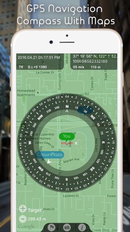 GPS Navigation Heading Compass - (Map with Speedometer, Altimeter & Digital Direction Finder)