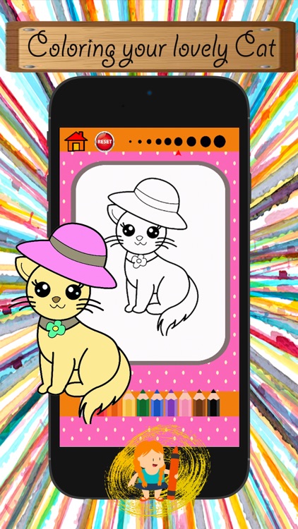Cat Cartoon Paint and Coloring Book Learning Skill - Fun Games Free For Kids screenshot-3