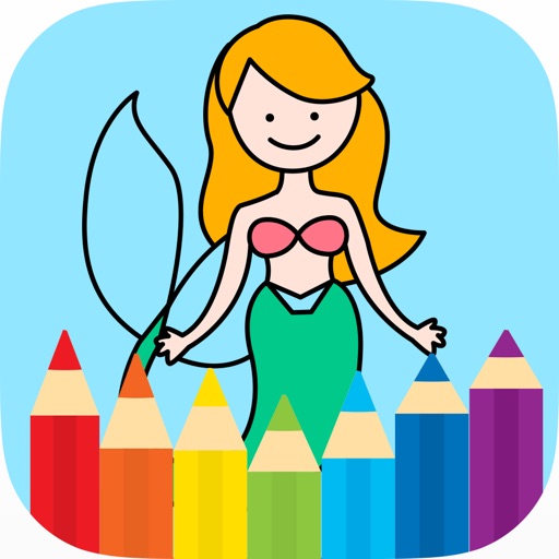 Mermaid Princess Coloring Book - All in 1 Draw Paint and Color Games HD For Kids and Toddler icon