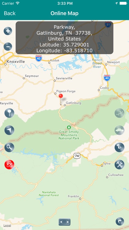 Great Smoky Mountains National Park Map, NC,TN