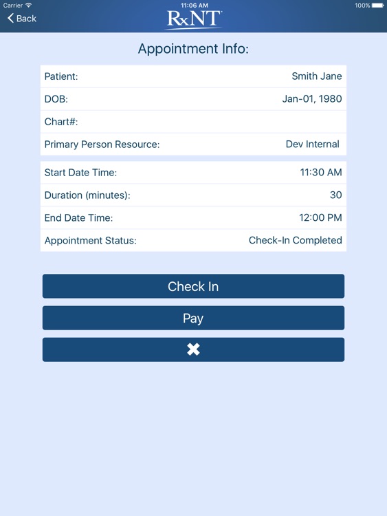 RxNT | Scheduler Checkin