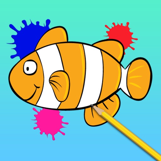 Kids Coloring Book Funny Fish HD