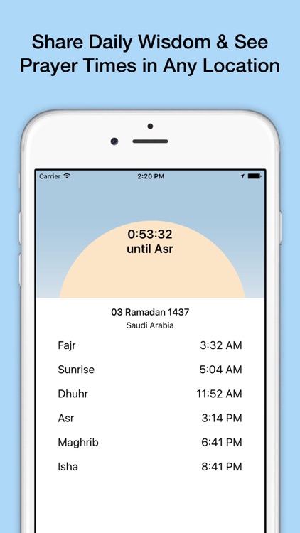 One a Day - Ramadan 2016 Prayer Times & Daily Wisdom