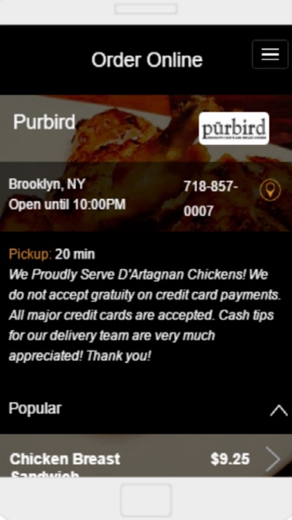 Purbird Online Ordering